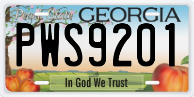 GA license plate PWS9201