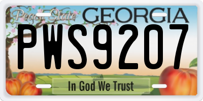 GA license plate PWS9207