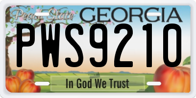 GA license plate PWS9210