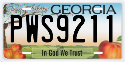 GA license plate PWS9211
