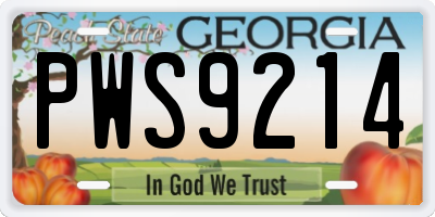 GA license plate PWS9214