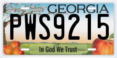 GA license plate PWS9215