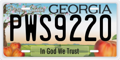 GA license plate PWS9220