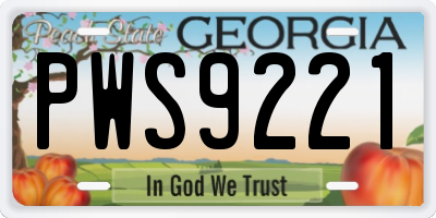 GA license plate PWS9221