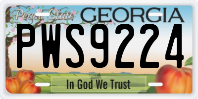 GA license plate PWS9224