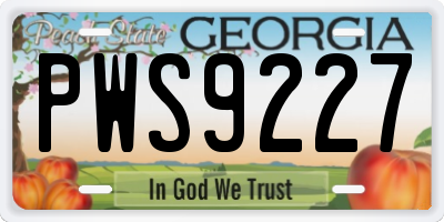 GA license plate PWS9227