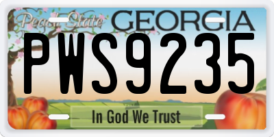 GA license plate PWS9235