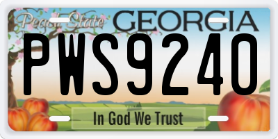 GA license plate PWS9240