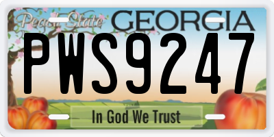 GA license plate PWS9247