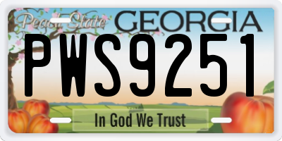 GA license plate PWS9251
