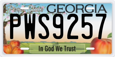 GA license plate PWS9257