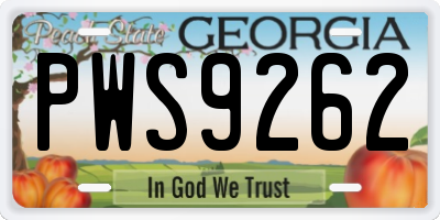 GA license plate PWS9262