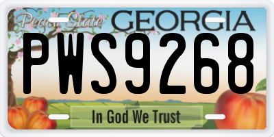 GA license plate PWS9268