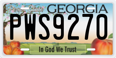 GA license plate PWS9270