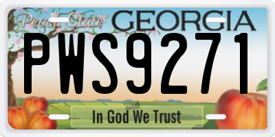 GA license plate PWS9271