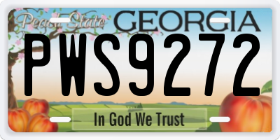 GA license plate PWS9272