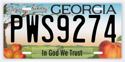 GA license plate PWS9274