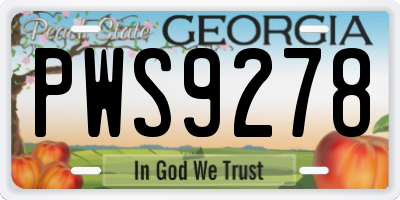GA license plate PWS9278