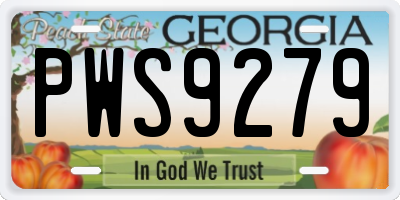 GA license plate PWS9279