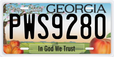 GA license plate PWS9280
