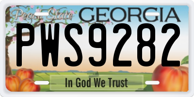 GA license plate PWS9282