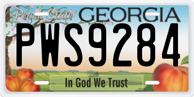 GA license plate PWS9284