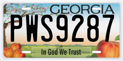 GA license plate PWS9287