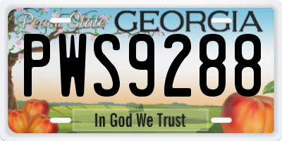 GA license plate PWS9288