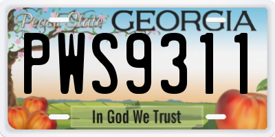 GA license plate PWS9311