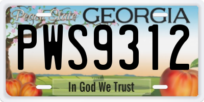 GA license plate PWS9312
