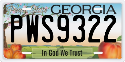 GA license plate PWS9322