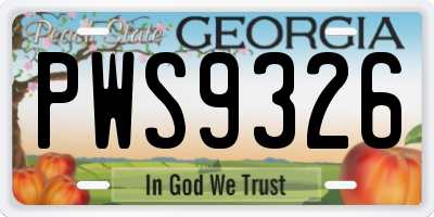 GA license plate PWS9326
