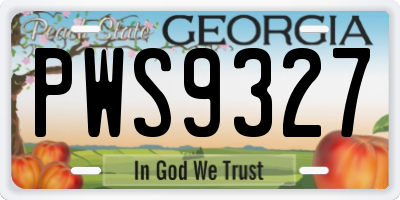 GA license plate PWS9327
