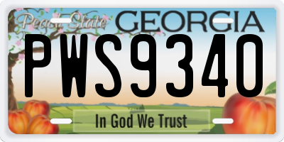 GA license plate PWS9340
