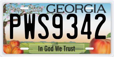 GA license plate PWS9342