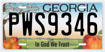 GA license plate PWS9346