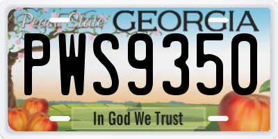 GA license plate PWS9350