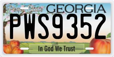 GA license plate PWS9352