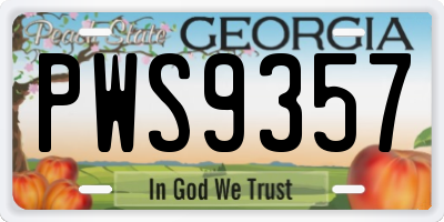 GA license plate PWS9357