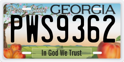GA license plate PWS9362