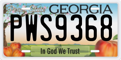 GA license plate PWS9368