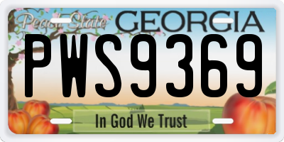 GA license plate PWS9369