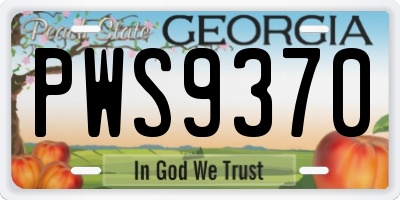 GA license plate PWS9370