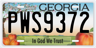 GA license plate PWS9372