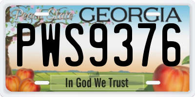 GA license plate PWS9376