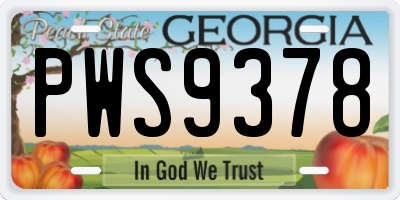 GA license plate PWS9378