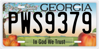 GA license plate PWS9379