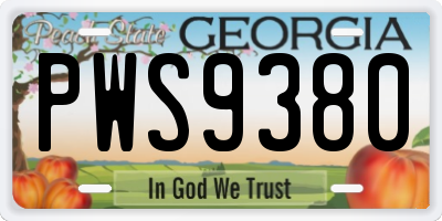 GA license plate PWS9380