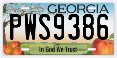 GA license plate PWS9386