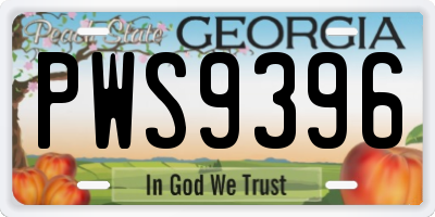 GA license plate PWS9396